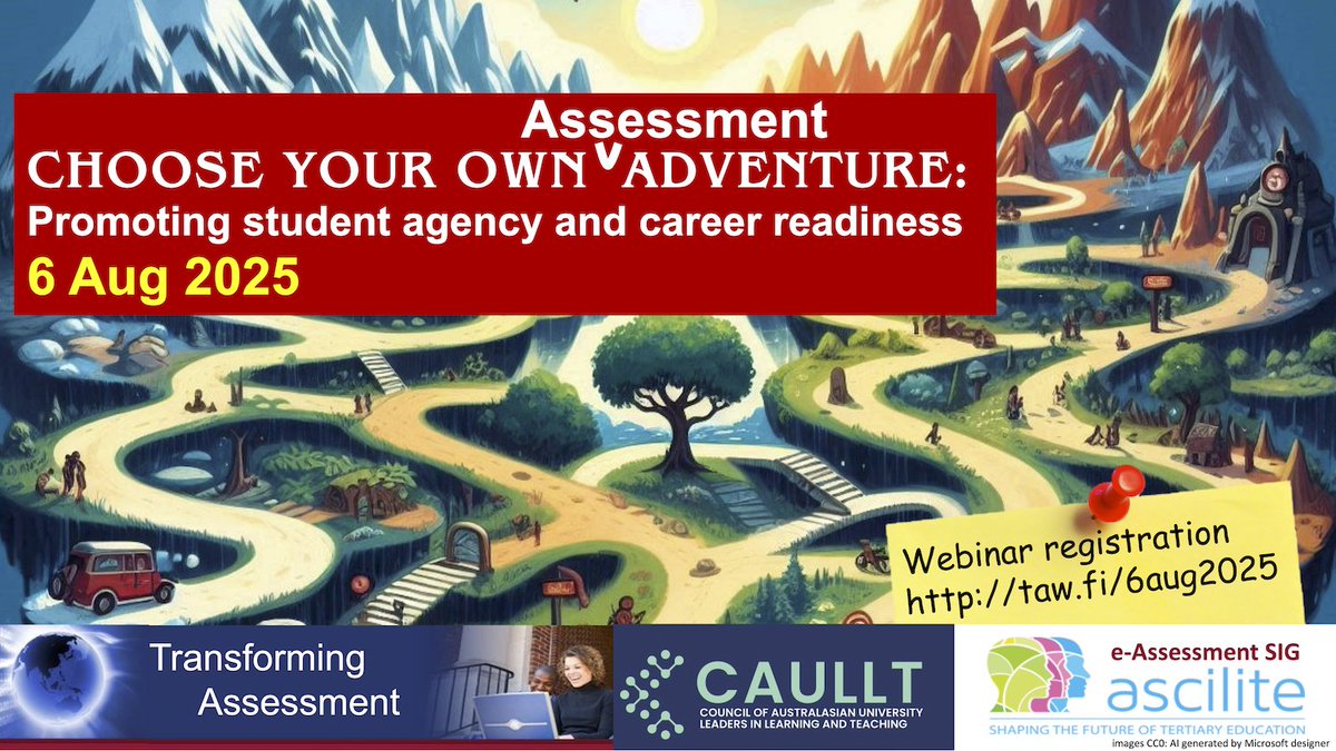 Transform Assessment (@transformassess) on Twitter photo Next webinar 6 Aug 2025 Choose your own (assessment) adventure: Promoting student agency and career readiness. Reg taw.fi/6aug2025 Attn <a href="/ascilite/">ASCILITE</a> @caullt <a href="/AheConference/">AHE Conference</a> <a href="/eAssess/">The eAssessment Association</a> <a href="/TEQSAGov/">TEQSA</a> <a href="/CRADLEdeakin/">CRADLE: Find us on Bluesky</a> <a href="/NCVER/">NCVER</a> <a href="/auselearn/">E-learning Strategy</a> <a href="/ACENau/">ACEN</a> <a href="/ACODEnews/">ACODE exec</a> @HERDSA3 <a href="/ODLAAorg/">ODLAA: Borderless Learning | Transforming Futures</a> <a href="/QAAtweets/">QAA</a> Next webinar 6 Aug 2025 Choose your own (assessment) adventure: Promoting student agency and career readiness. Reg taw.fi/6aug2025 Attn <a href="/ascilite/">ASCILITE</a> @caullt <a href="/AheConference/">AHE Conference</a> <a href="/eAssess/">The eAssessment Association</a> <a href="/TEQSAGov/">TEQSA</a> <a href="/CRADLEdeakin/">CRADLE: Find us on Bluesky</a> <a href="/NCVER/">NCVER</a> <a href="/auselearn/">E-learning Strategy</a> <a href="/ACENau/">ACEN</a> <a href="/ACODEnews/">ACODE exec</a> @HERDSA3 <a href="/ODLAAorg/">ODLAA: Borderless Learning | Transforming Futures</a> <a href="/QAAtweets/">QAA</a>
