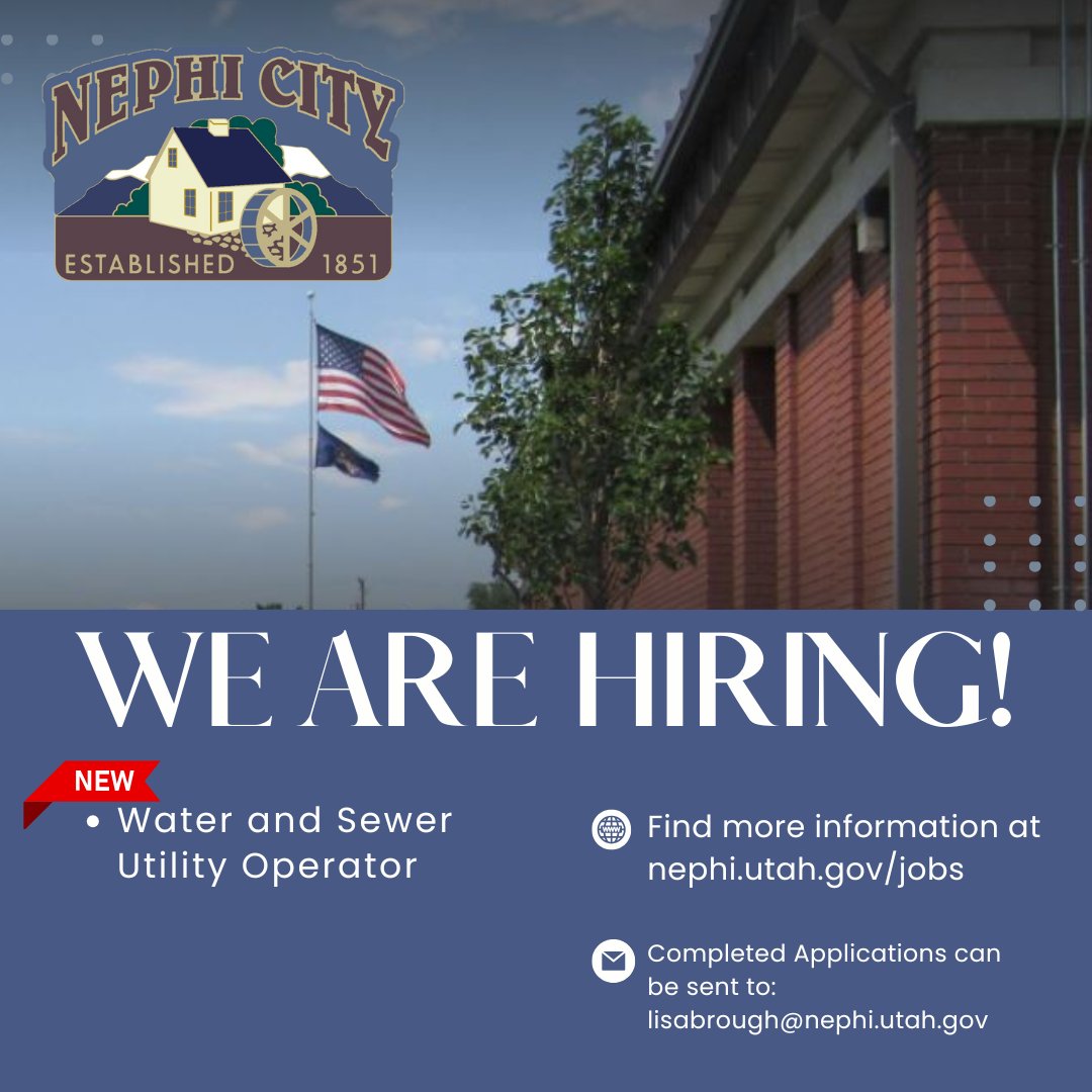 Nephi City (@nephicity) on Twitter photo We are currently hiring! To apply please visit our website at nephi.utah.gov/jobs We are currently hiring! To apply please visit our website at nephi.utah.gov/jobs
