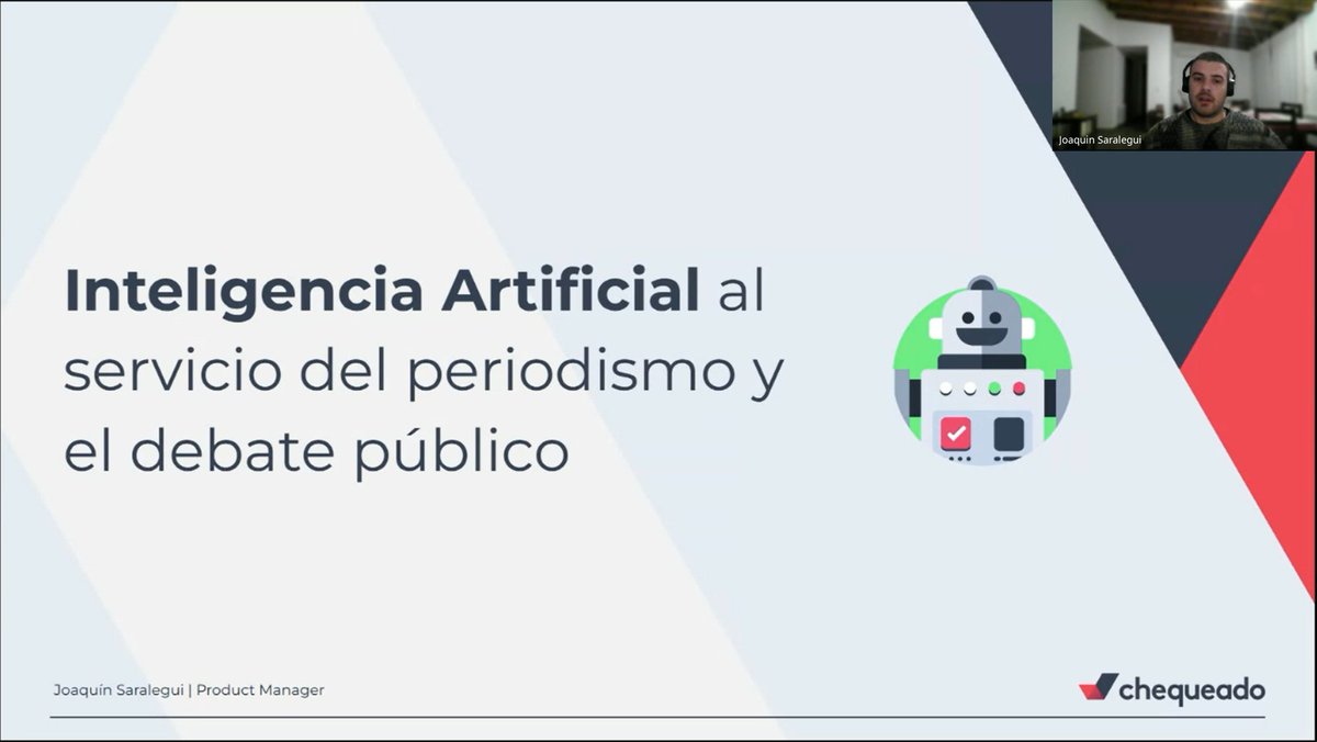 Gracias Joaquín por la gran charla!
Nos llevamos muchas ideas sobre cómo usar NLP y LLMs para fortalecer la verificación, el acceso a la información y el debate público.
💬 IA al servicio de la comunidad y el debate público. #DUIA #Chequeado #NLP #LLM
