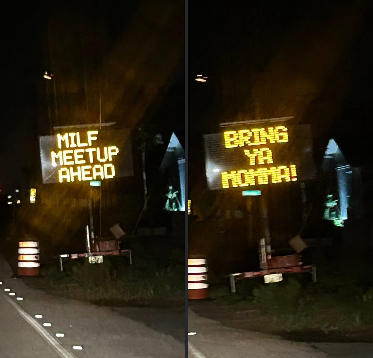 This menace has been hijacking the road signs around my town this past week and it’s fucking hilarious.