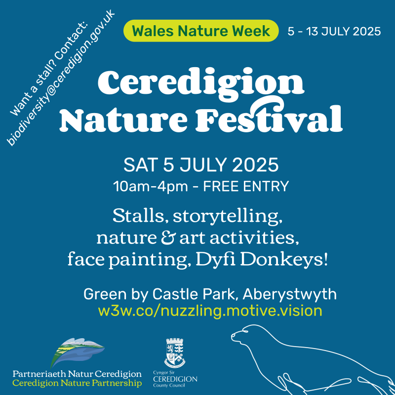 Ceredigion Council (@ceredigioncc) on Twitter photo 📣 Ceredigion Nature Festival
🕛 10am - 4pm on Saturday 5 July
📍 Castle Park, Aberystwyth
With Wales Nature Week starting this Saturday, come down to the Nature Festival!
Entry is free and there is plenty to do.
Any queries please contact biodiversity@ceredigion.gov.uk 📣 Ceredigion Nature Festival
🕛 10am - 4pm on Saturday 5 July
📍 Castle Park, Aberystwyth
With Wales Nature Week starting this Saturday, come down to the Nature Festival!
Entry is free and there is plenty to do.
Any queries please contact biodiversity@ceredigion.gov.uk