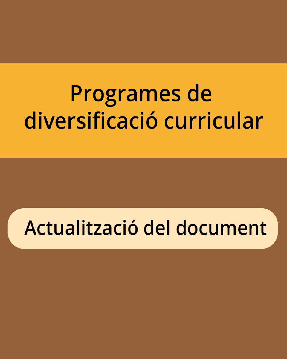 Ja està disponible l'actualització del document d’orientacions per a la implementació dels programes de diversificació curricular. Consulteu l'enllaç!

🔗 xtec.gencat.cat/ca/curriculum/…

#AlsCentres