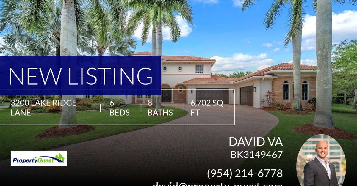 property_quest's tweet photo. 📍 New Listing 📍 Take a look at this fantastic new property that just hit the market located at 3200 Lake Ridge Ln in Weston. Reach out here or at (954) 214-6778 for more information

David Va | PropertyQuest®
Director of Luxury S... https://t.co/YJbGc5nsmA https://t.co/wEVqeq0VkO