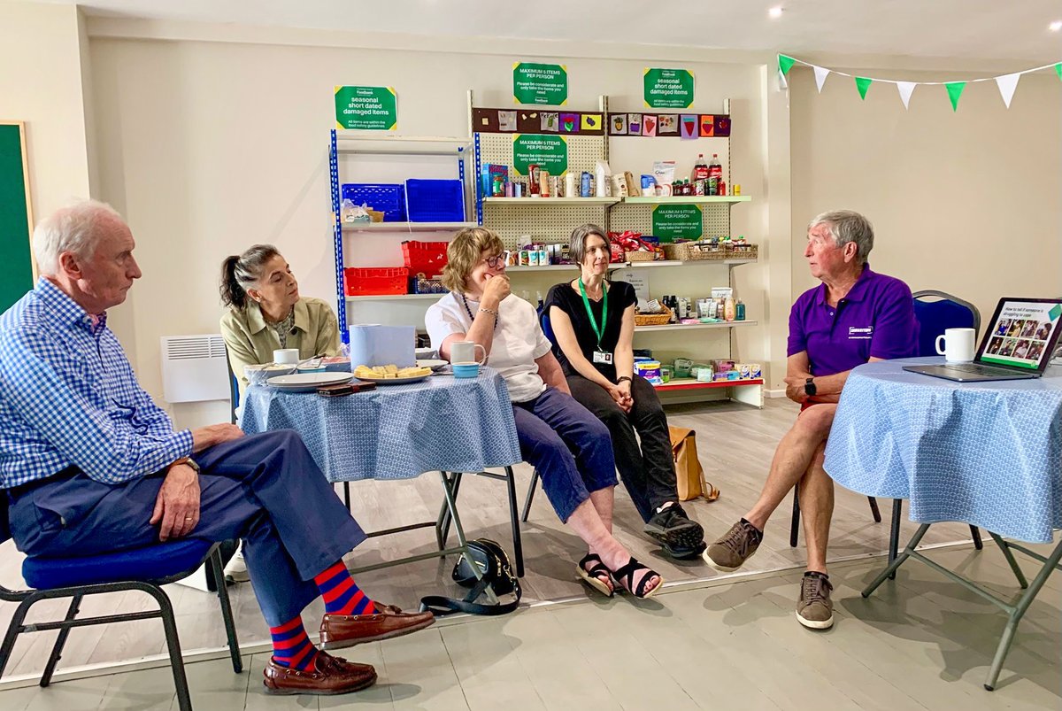 Samaritan David visited <a href="/ChiDistFoodbank/">Chichester District Foodbank</a> last week to talk to volunteers about emotional health.

He discussed the value of listening, shared tips on effective listening and (as it was National Cream Tea Day) enjoyed a cream tea with staff.

We're proud to support the Foodbank