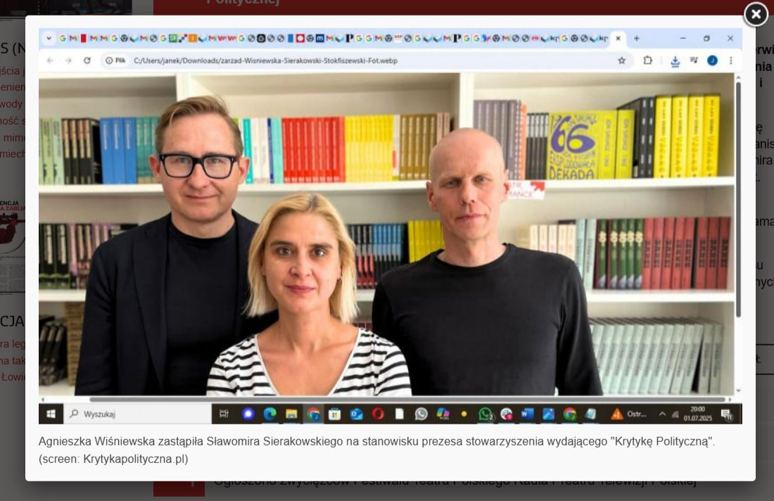 Trochę jednak jestem w szoku jak <a href="/PressRedakcja/">Magazyn Press</a> wrzuca zdjęcia do Presserwisu - screenshot z widocznymi paskami, adresem pliku na dysku, suwakami bo zdjęcie duże. To jest pewnien popis profesjonalizmu.