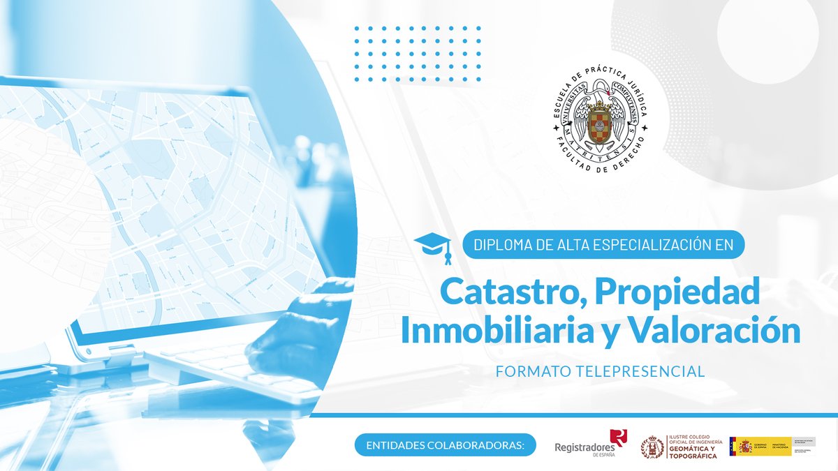 ✅ Descubre nuestro Diploma de Alta Especialización en Catastro, Propiedad Inmobiliaria y Valoración.

🟠 Infórmate: epj.es/oferta-formati…

#EPJ #Derecho #UCM #Catastro