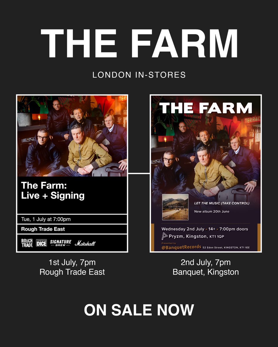 The Farm (@thefarm_) on Twitter photo Last night there was Farm mania in East London at #RoughTradeEast - the group spent over an hour signing vinyl & CDs & Farm memorabilia - next up <a href="/BanquetRecords/">Banquet Records</a> in Kingston tonight last few tickets here banquetrecords.com/the-farm-tom-s… Last night there was Farm mania in East London at #RoughTradeEast - the group spent over an hour signing vinyl & CDs & Farm memorabilia - next up <a href="/BanquetRecords/">Banquet Records</a> in Kingston tonight last few tickets here banquetrecords.com/the-farm-tom-s…