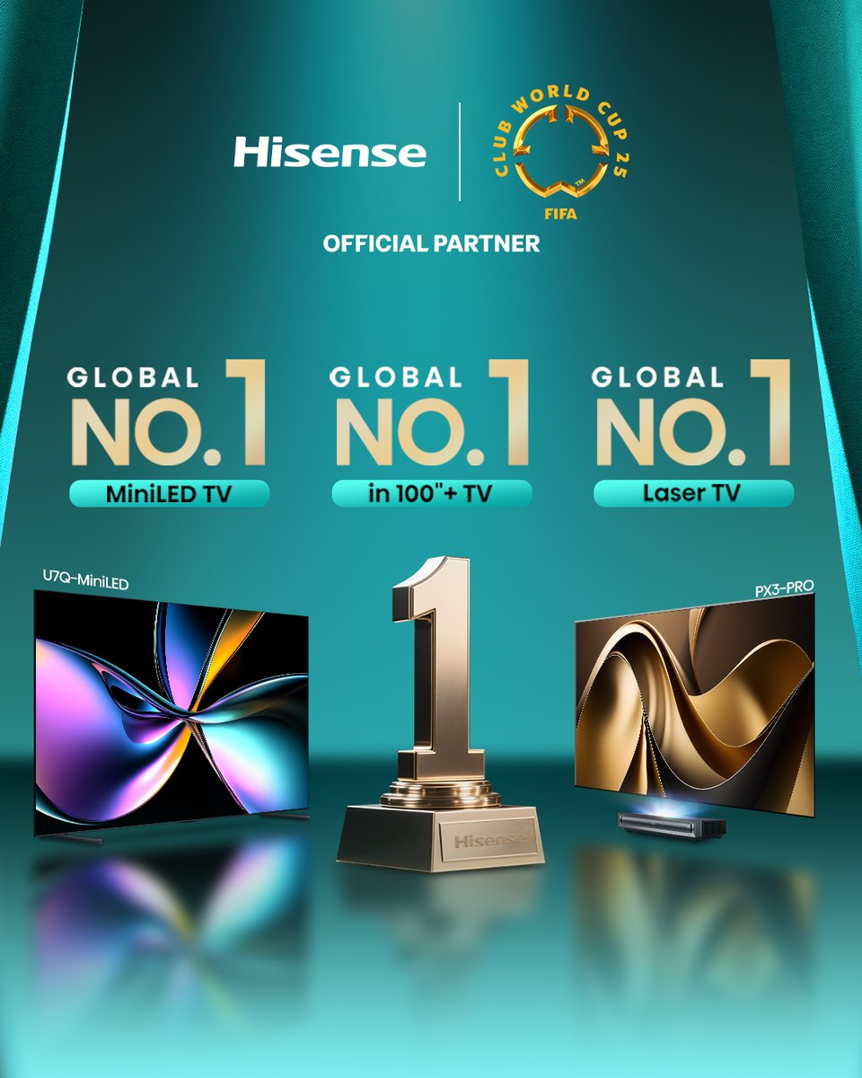 Hisense Resmi Jadi No.1 Dunia! 🚀 
MiniLED TV | 100”+ TV | Laser TV
Dari ruang keluarga hingga panggung dunia — Hisense terus membuktikan kualitasnya.
Terima kasih telah menjadi bagian dari perjalanan ini🏆

#Hisense #Teknologi #OwnTheMoment #HisenseIndonesia #MiniLEDTV #LaserTV