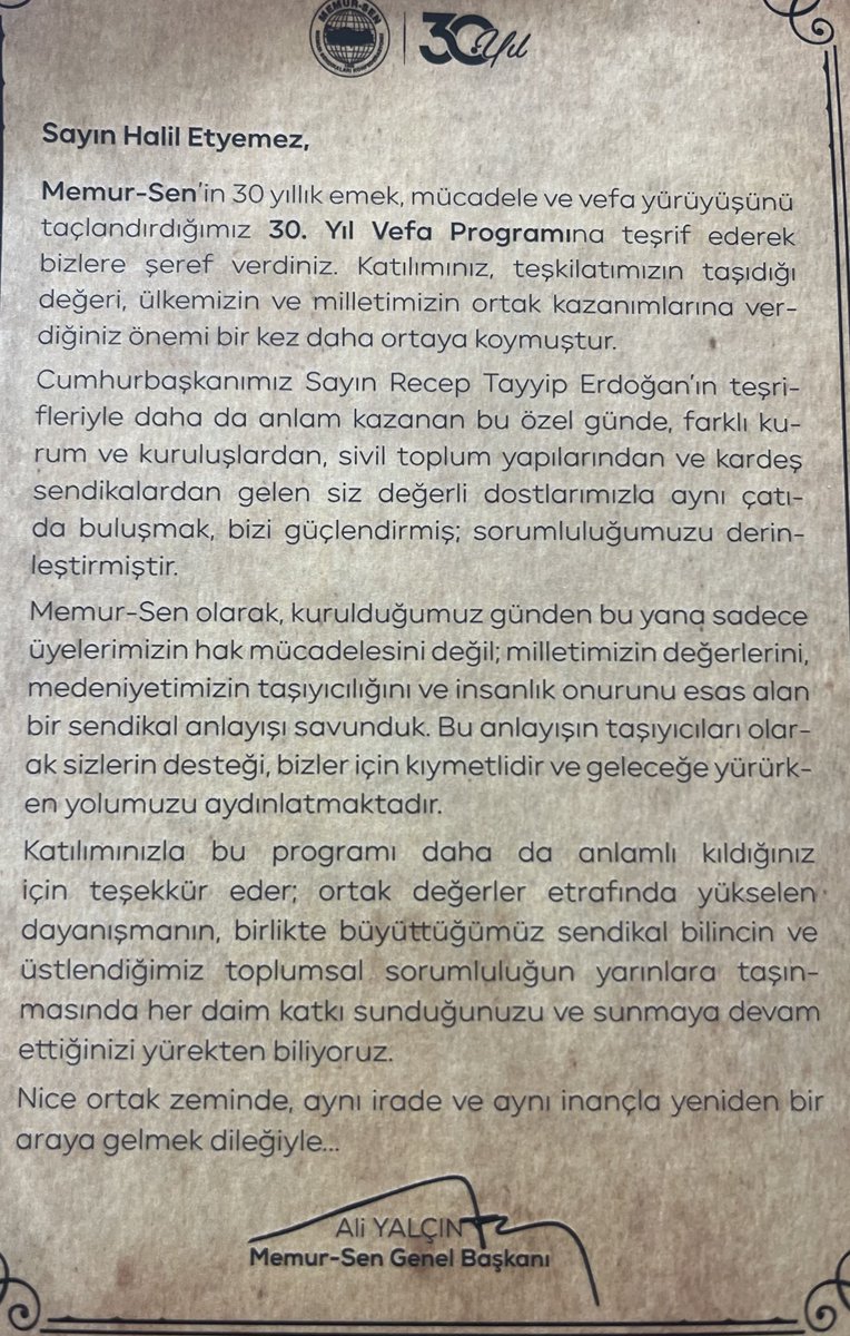 Teşekkürler <a href="/_aliyalcin_/">Ali YALÇIN</a> başkan. 
<a href="/MemurSenKonf/">Memur-Sen</a>