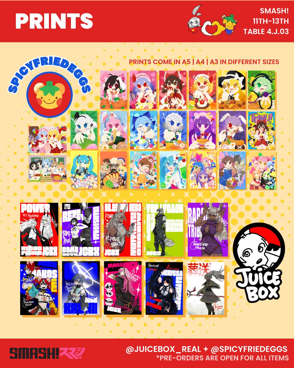 spicyfriedeggs's tweet photo. My Catalogue for SMASH! with Juicebox :D

🛒Table: 4.J.0.3
🗓 Date: 11th-13th July
📍Location: ICC Sydney

Hope you come by and say hi to us! :)

#smashcon2025 #smashcon https://t.co/4TQgQXUIaq