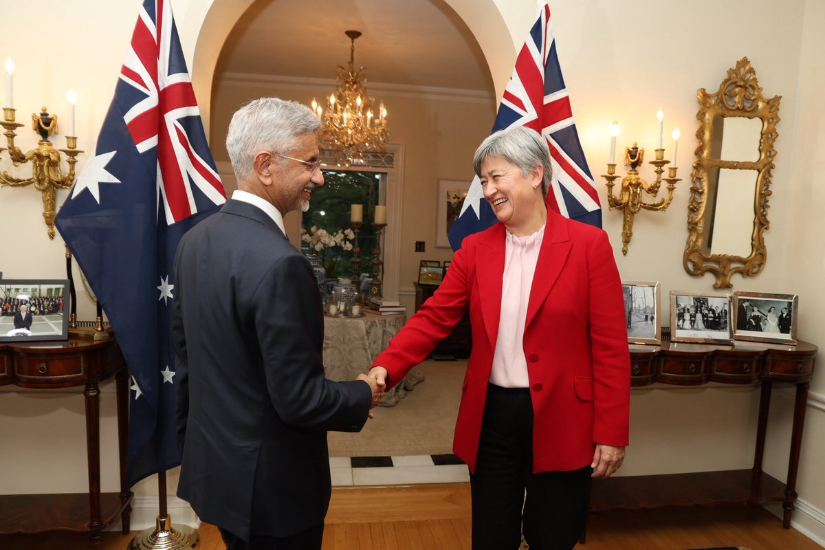 Senator Penny Wong (@senatorwong) on Twitter photo Australia and India are working together and with the Quad to shape our region for the better.
I met again with my good friend <a href="/DrSJaishankar/">Dr. S. Jaishankar</a> in Washington DC to discuss our shared commitment to strategic stability and our cooperation in the Indo-Pacific. Australia and India are working together and with the Quad to shape our region for the better.
I met again with my good friend <a href="/DrSJaishankar/">Dr. S. Jaishankar</a> in Washington DC to discuss our shared commitment to strategic stability and our cooperation in the Indo-Pacific.