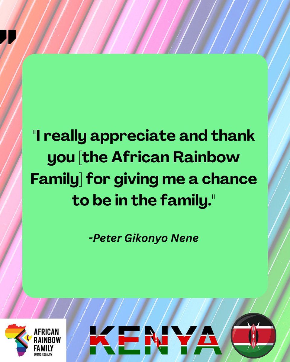 African Rainbow Family (@africanrainbow1) on Twitter photo We are delighted to share that one of our LGBTIQ+ siblings from Kenya has received their grant of refugee status and a life of security, congratulations Nene!π³οΈβπ π³οΈββ§οΈ
We wish all others waiting for their decisions the best of luck too π³οΈβππ³οΈββ§οΈ
#lgbtiq #refugees We are delighted to share that one of our LGBTIQ+ siblings from Kenya has received their grant of refugee status and a life of security, congratulations Nene!π³οΈβπ π³οΈββ§οΈ
We wish all others waiting for their decisions the best of luck too π³οΈβππ³οΈββ§οΈ
#lgbtiq #refugees