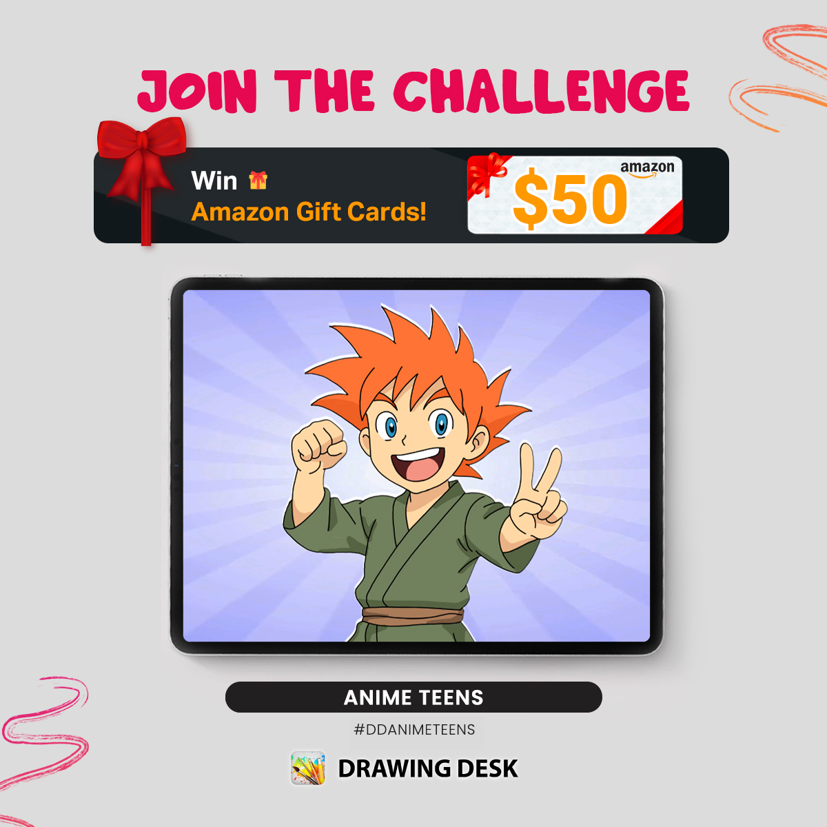 🏆Our Anime Teens  Challenge is now live! Join in and submit your best artwork! And don’t forget to share your work on social media to win an awesome prize!

Join the challenge: app.drawingdesk.com/J4jf/challenge

#anime #animeart #DDAnimeTeens #animeillustration #animedrawing #animelovers