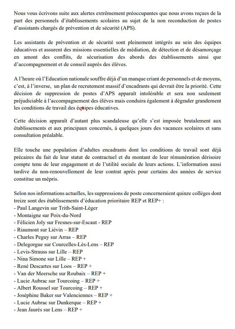 GuiraudInd's tweet image. 🚨 Il y a un mois, dans un collège du Nord, un élève est venu récemment avec une hache au collège. C'est l'intervention d'un Assistant Prévention Violence (APV) qui a évité un incident grave. Et pourtant le poste d'APV en question sera supprimé pour la prochaine rentrée. Et ce…