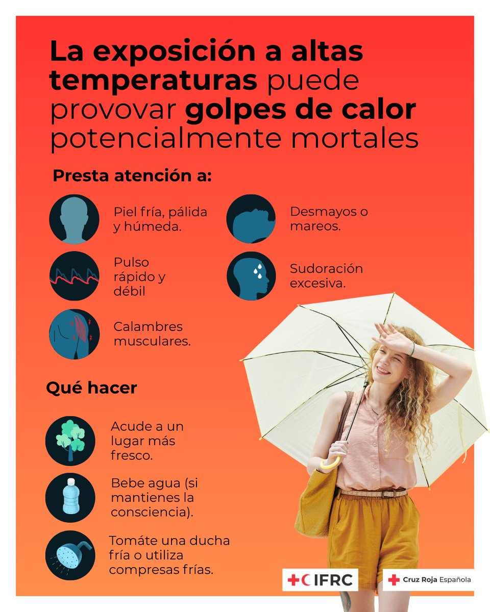 La exposición a altas temperaturas puede provocar golpes de calor. Te dejamos una serie de consejos sobre a qué debes prestar atención y qué hacer en caso de sufrir un golpe de calor. 🧊💧