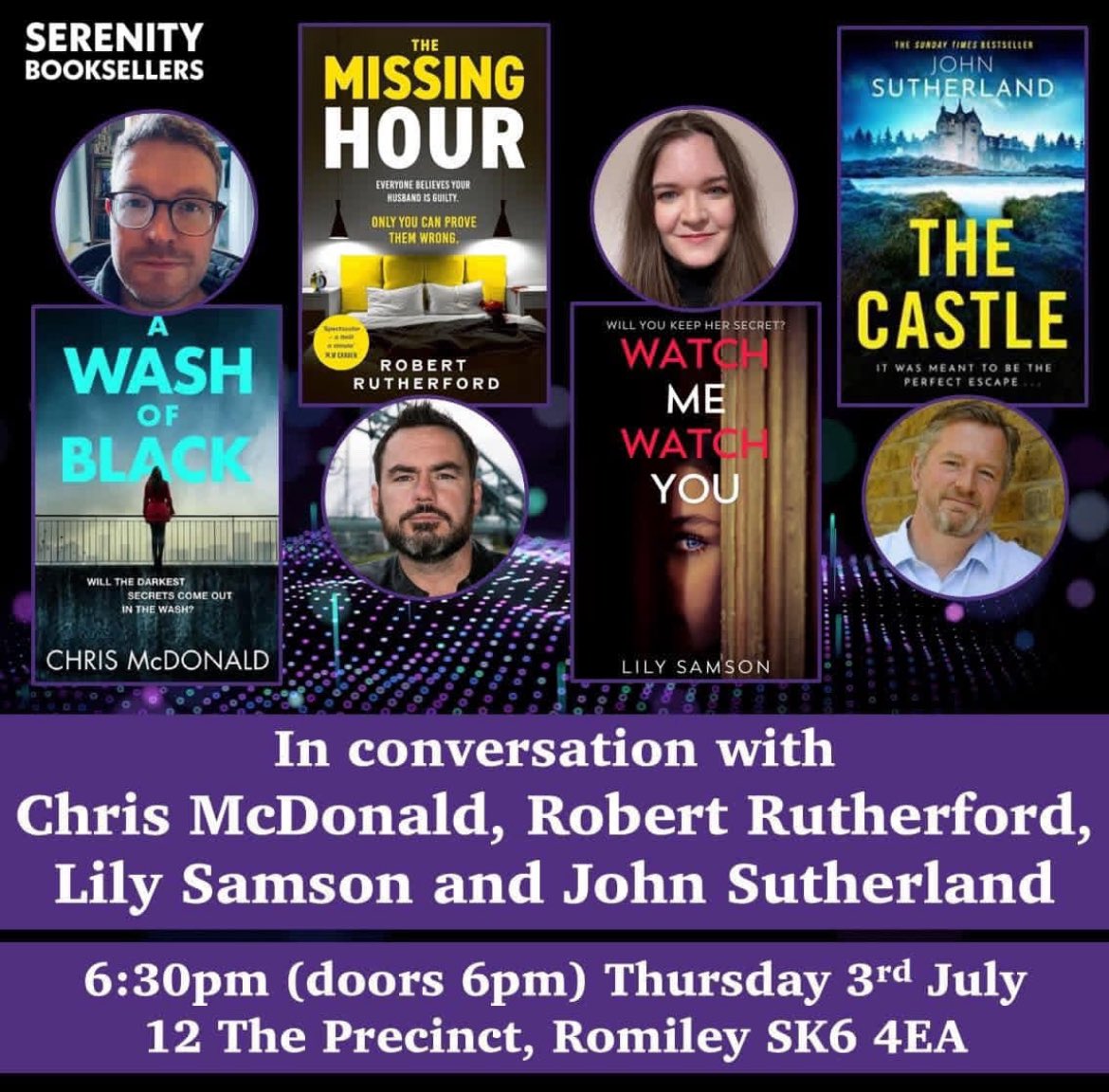 Serenity Booksellers (@serenityromiley) on Twitter photo …and if the <a href="/StockportNoir/">Stockport Noir</a> announcement has whetted your appetite for an evening of crime - join us in Romiley tomorrow night (3 July) when <a href="/cmacwritescrime/">Chris McDonald / Chris Frost 🎄</a>, <a href="/rutherfordbooks/">Robert Rutherford</a>, <a href="/LilySamsonbooks/">Lily Samson</a> and <a href="/policecommander/">John Sutherland</a> will be here chatting about their latest thrilling novels!
🎫👇🏻 …and if the <a href="/StockportNoir/">Stockport Noir</a> announcement has whetted your appetite for an evening of crime - join us in Romiley tomorrow night (3 July) when <a href="/cmacwritescrime/">Chris McDonald / Chris Frost 🎄</a>, <a href="/rutherfordbooks/">Robert Rutherford</a>, <a href="/LilySamsonbooks/">Lily Samson</a> and <a href="/policecommander/">John Sutherland</a> will be here chatting about their latest thrilling novels!
🎫👇🏻