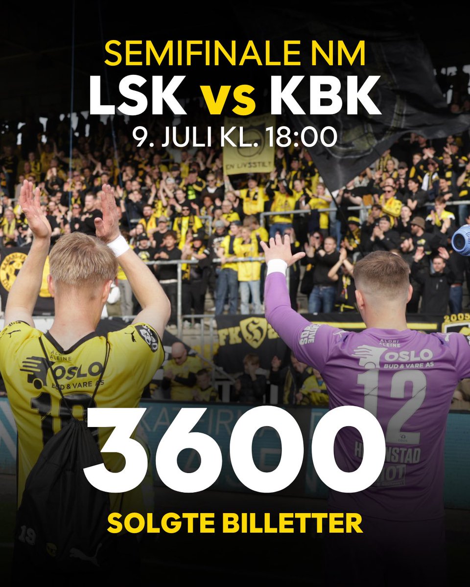 Siden billettsalget ble åpent for alle i går er det solgt 2000 billetter på ett døgn 🗣️

Bli med å farg Åråsen gult 💛👇
lsk.ticketco.events/no/nb/m/e/nm_s…