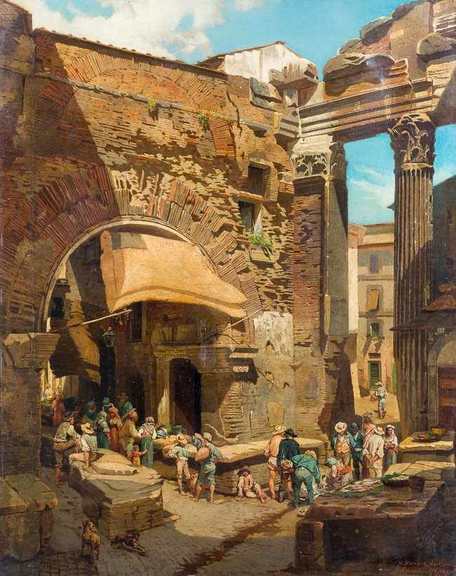 En época tardoantigua y medieval los espacios del pórtico de Ottavia fueron utilizados para la venta de pescado, llegando a denominarse la zona como la Pescheria (Pescadería), siendo el principal mercado de pescado de la ciudad hasta finales del siglo IX.