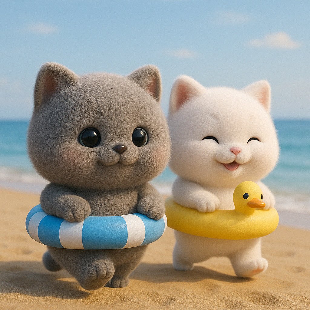 PikoPaya's tweet photo. Cutest beach day ever? Confirmed ☀️🏝🐾

Can’t stop smiling? Neither can we. Piko and Paya are bringing sunshine, smiles, and a splash of fun to your day! Don’t forget to check out the official merch and stickers — Link in bio!

#Persiki #PikoandPaya #Cat https://t.co/zdwKPXD07u