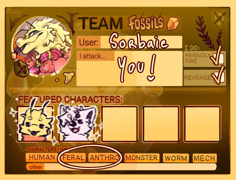 Guess who is participating to ArtFight this year ? Me ! 👀

✨ artfight.net/~Sorbaie ✨