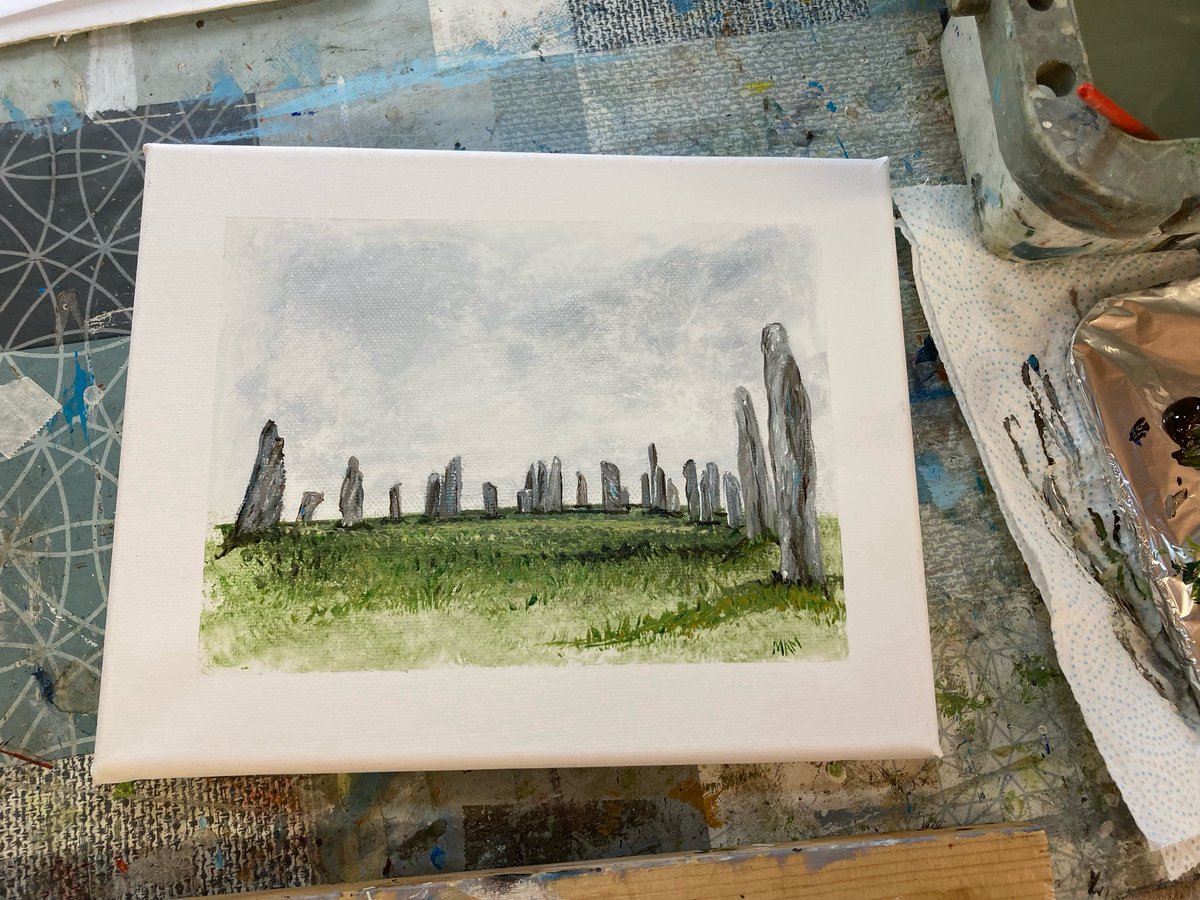 MacleanArtist's tweet image. Callanish Stones, acrylic on canvas 8x10 inches #art #history #stones #standingstones #callanish #historic #neolithic