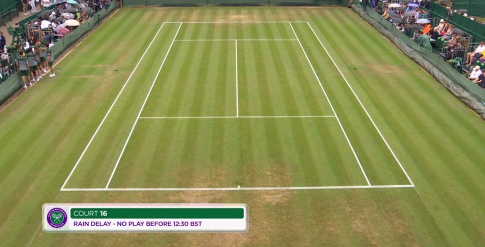 edgeAIapp's tweet photo. No play before 12:30pm (20 mins) at #Wimbledon 

Still raining lightly so it could be a longer wait.

Joao Fonseca vs Jenson Brooksby

Shintaro Mochizuki vs Karen Khachanov

Nicolas Jarry vs Learner Tien

Adrian Mannarino vs Valentin Royer

Olga Danilovic vs Madison Keys

Viktoriya Tomova vs Sonya Kartal

Leylah Fernandez vs Laura Siegemund

Also all the doubles matches.