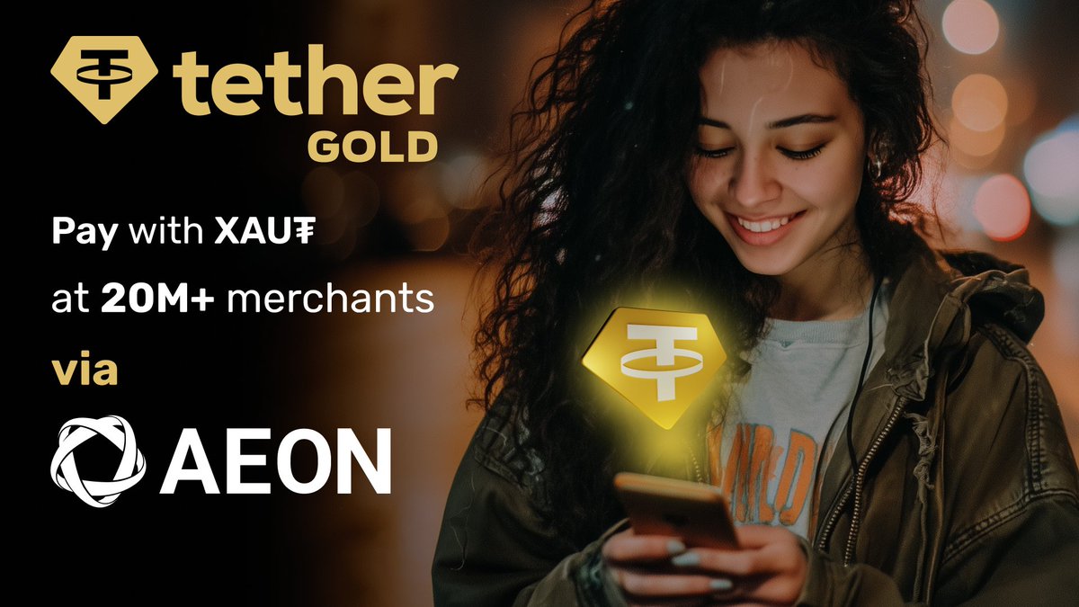 tethergold's tweet image. Use XAU₮ to shop, dine & pay offline via @AEON_Community Pay, now live across 20M+ SEA merchants & expanding globally.
