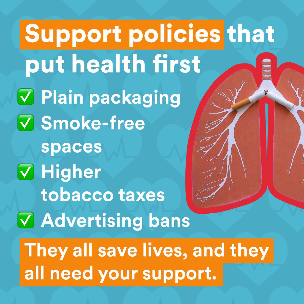 Guess what?

Tobacco control is working. More people than ever are protected, and lives are being saved.

But this progress doesn't stop here. Support tobacco control. Speak up for your health. Let’s keep going! 

#TobaccoExposed #NoTobacco