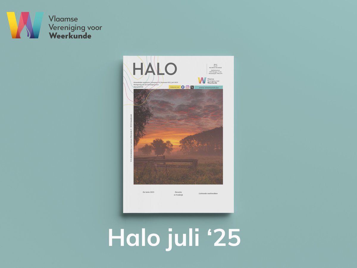 Er is een nieuwe uitgave van ons maandelijks 𝘁𝗶𝗷𝗱𝘀𝗰𝗵𝗿𝗶𝗳𝘁 𝗛𝗮𝗹𝗼 
Deze maand:

• De lente van 2025
• Meteo Tollembeek
• Lichtende nachtwolken
• Boek "Storm: Chasing Nature's Wildest Weather"
• ...

➡️ weerkunde.be