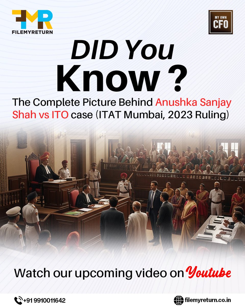 Filemyreturn2's tweet image. Stay tuned — our upcoming video breaks it down for you!

#taxtalks #itatruling #AnushkaShahCase #myowncfo #financialmanagement #wealthmanagement #taxplanning #certifiedfinancialplanner #taxalert