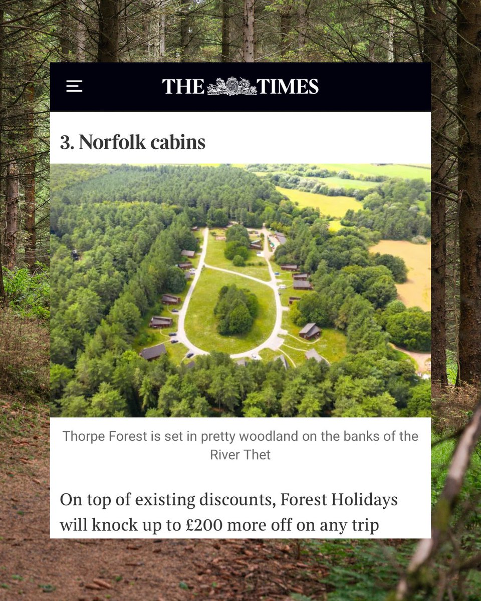 forestholidays's tweet image. We're excited to share that Forest Holidays has been featured in The Times latest travel article on the “best last‑minute holiday deals" 🌿

Read the article here: thetimes.com/travel/inspira…

#forestholidays #bcorp