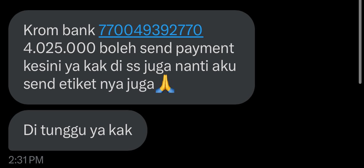 justjezii's tweet photo. ‼️SCAMMER ‼️

Krom bank 770049392770
A.N IFNI FARIHA

hati-hati ya manteman yg nyari wts tiket tds 4 section dream (ab ataupun c)
(akunnya udah hilang  ) 

#wtswtb_tds4 #scammertiketkonser https://t.co/vBsXUhzWIA