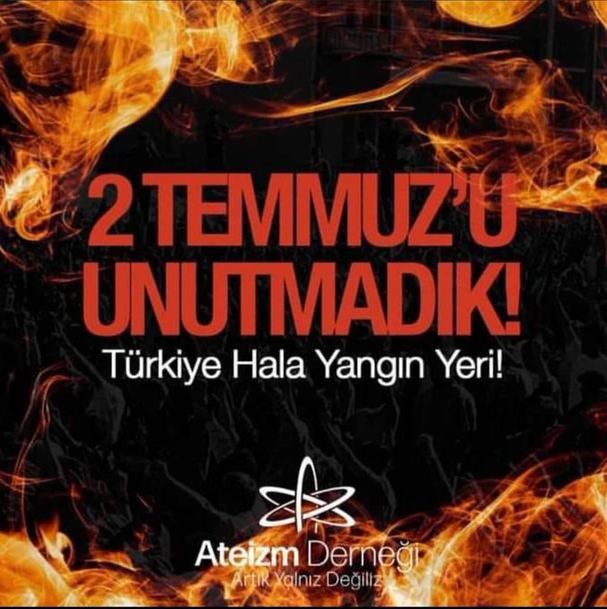 ASLA UNUTMAYACAĞIZ 
ASLA AFFETMEYECEĞİZ
 
Türkiye Cumhuriyeti tarihinin kara lekelerinden biridir Madımak Katliamı... 
Sırf farklı bir inanca sahip oldukları ya da inançsız oldukları için katledilen 35 insanın acısını insan olanlar hiçbir zaman unutmayacak, asla unutturmayacak.