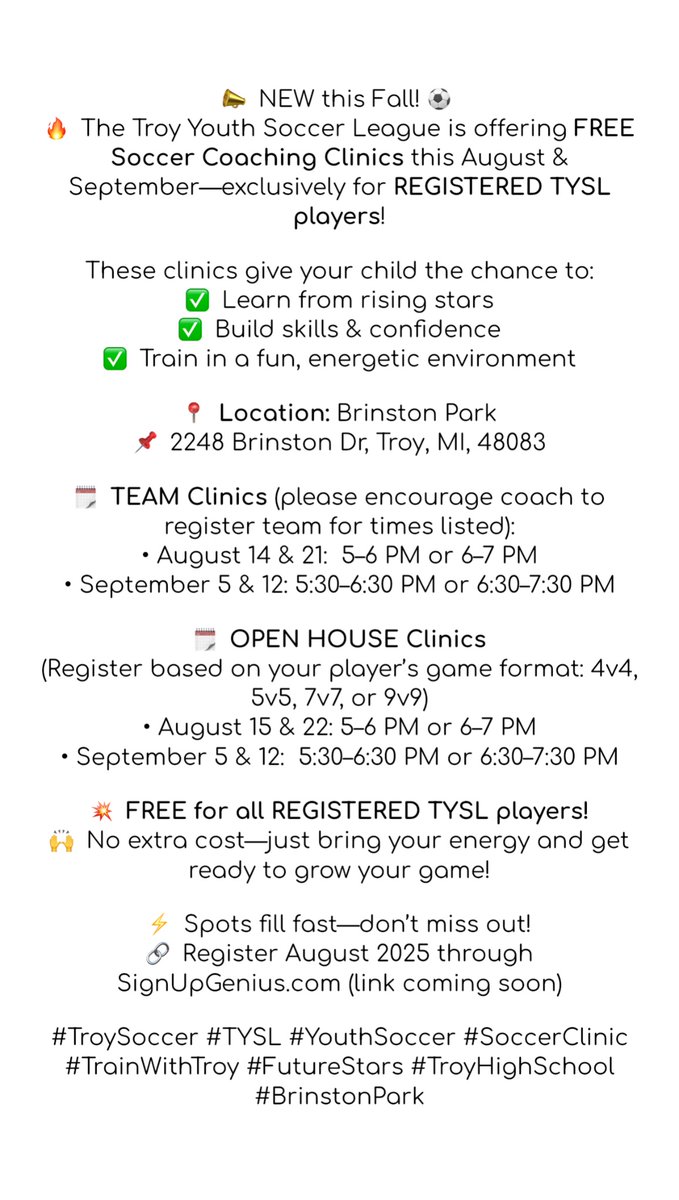 TYSL (@troyyouthsoccer) on Twitter photo 