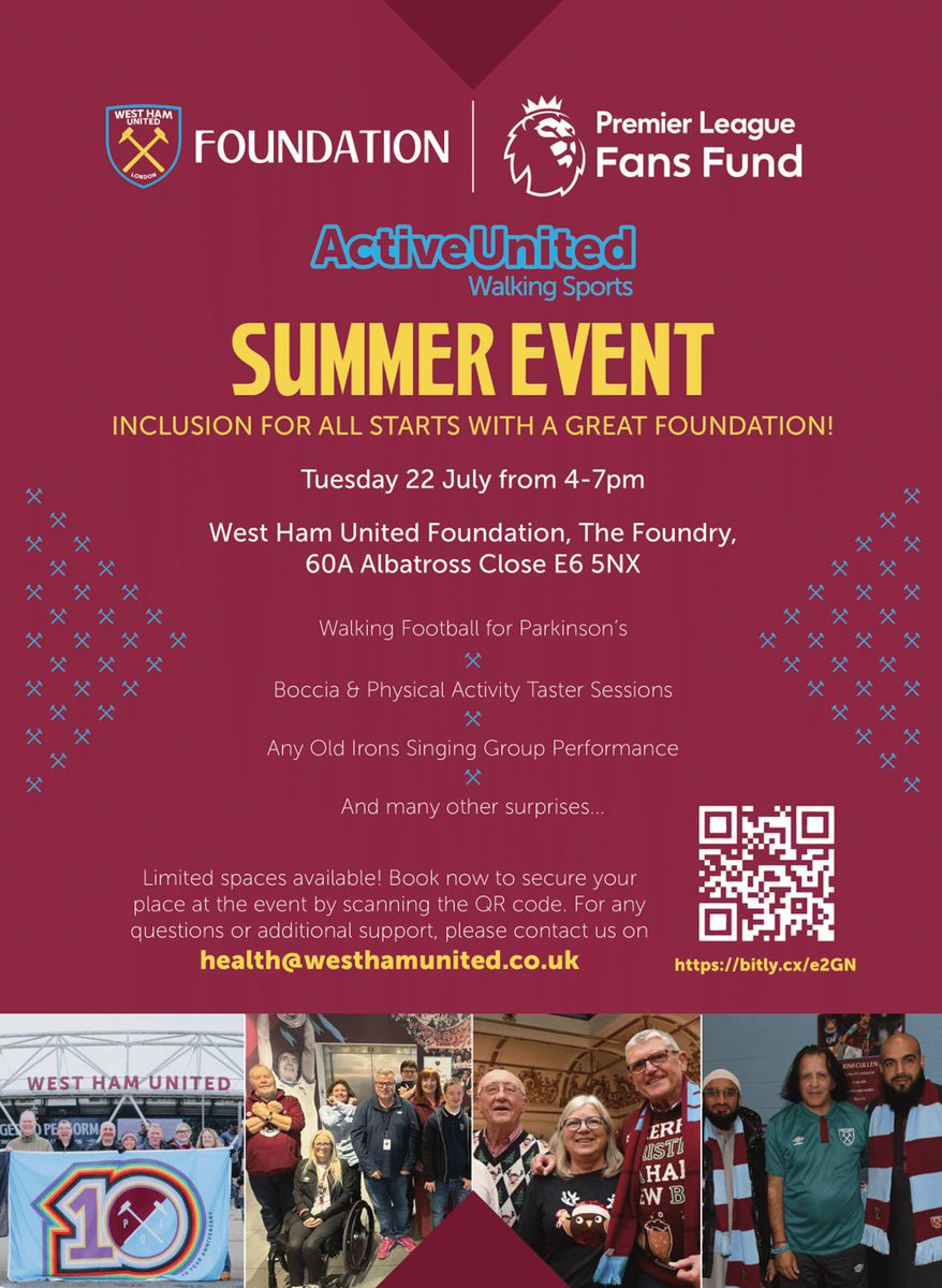 Great work from <a href="/Wansteadground2/">Wansteadgroundhopper</a> and others to get Walking Football for Parkinson’s into this event. All welcome but you must register. No delay! <a href="/WHU_ISC/">WHUISC</a>