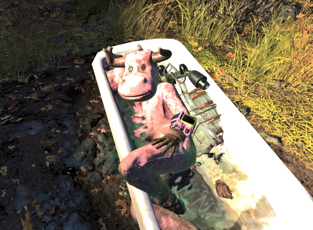 RandoWasteland's tweet photo. Good MOOrning,
Felt cute, might meat week later.
#Fallout76 #MeatWeek https://t.co/6yyAH3t7gT