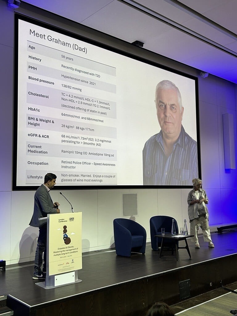 Jane Diggle and Waqas Tahir discussing the treatment priorities in someone newly diagnosed with type 2 diabetes. Early intervention can slow or prevent so many complications!