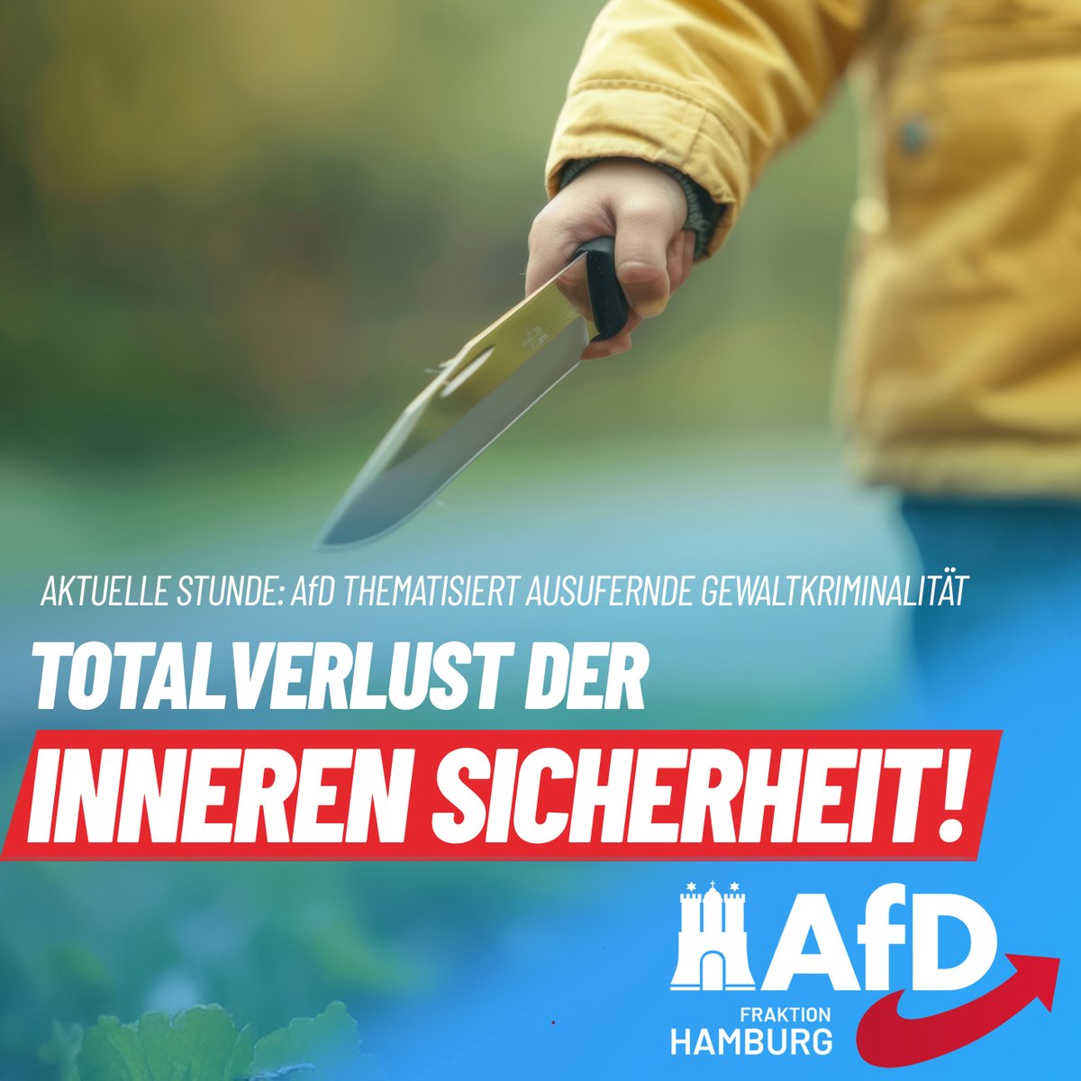 Aktuelle Stunde: #AfD thematisiert ausufernde Gewaltkriminalität / Nockemann: „Totalverlust der inneren Sicherheit“

In #Hamburg reißt die Welle der Gewalt nicht ab: Messerangriff am Hauptbahnhof, Massenschlägerei im Stadtpark, mehrere Schießereien und vor wenigen Tagen die