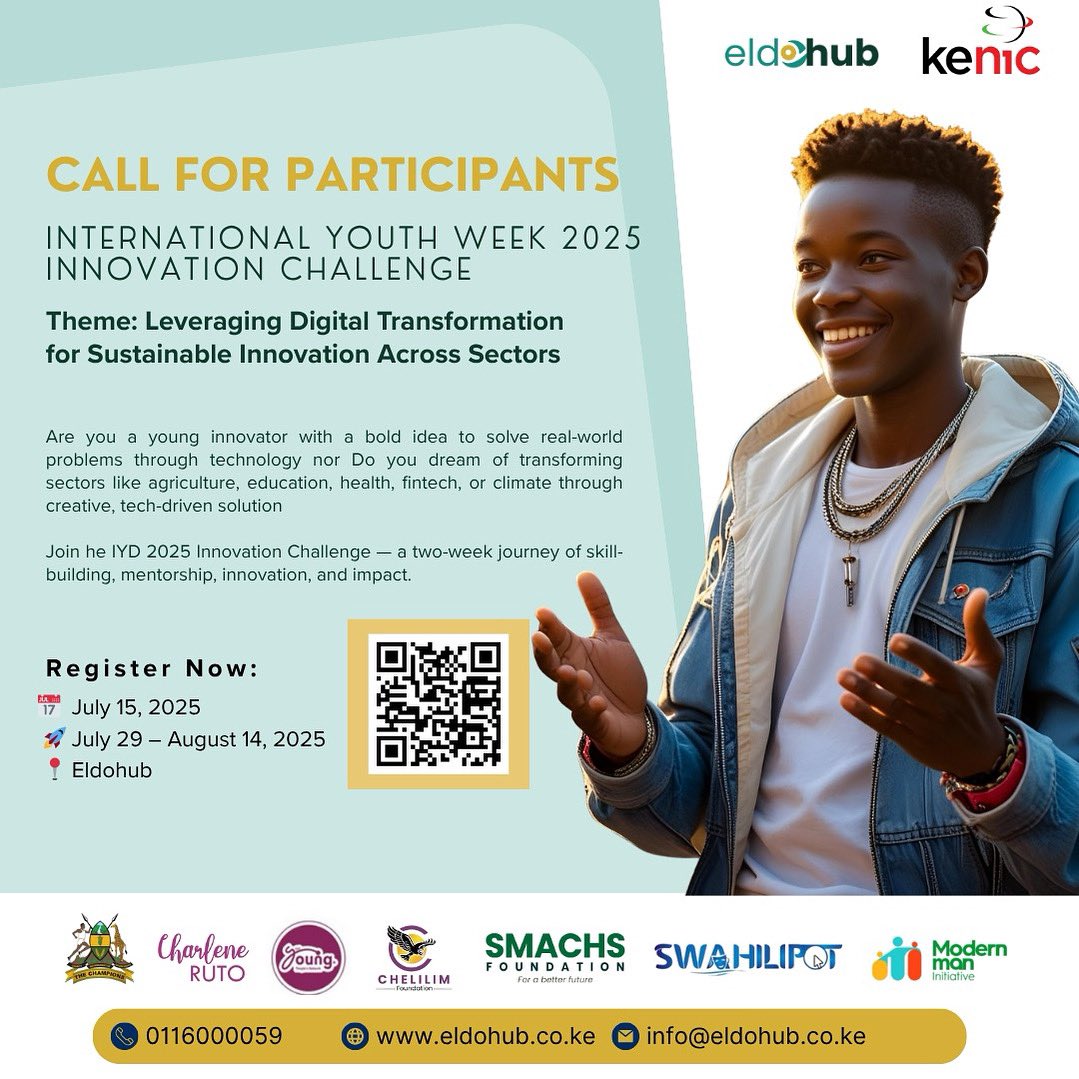 Are you a young changemaker with bold ideas and a passion for technology? The Eldoret City Capacity Building &amp; Innovation Challenge 2025 is your chance to turn vision into impact. 

Taking place from July 29 to August 14 in Eldoret City, Uasin Gishu County, the challenge offers