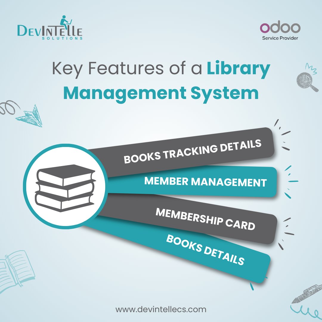 devintelle's tweet image. Key Features of a Library Management System
Managing a library is now easier than ever with Devintelle's Odoo-based Library Management System!📚
Visit Now:apps.odoo.com/apps/modules/1…
#LibraryManagementSystem #OdooLibraryApp #LibraryAutomation #DevintelleSolutions