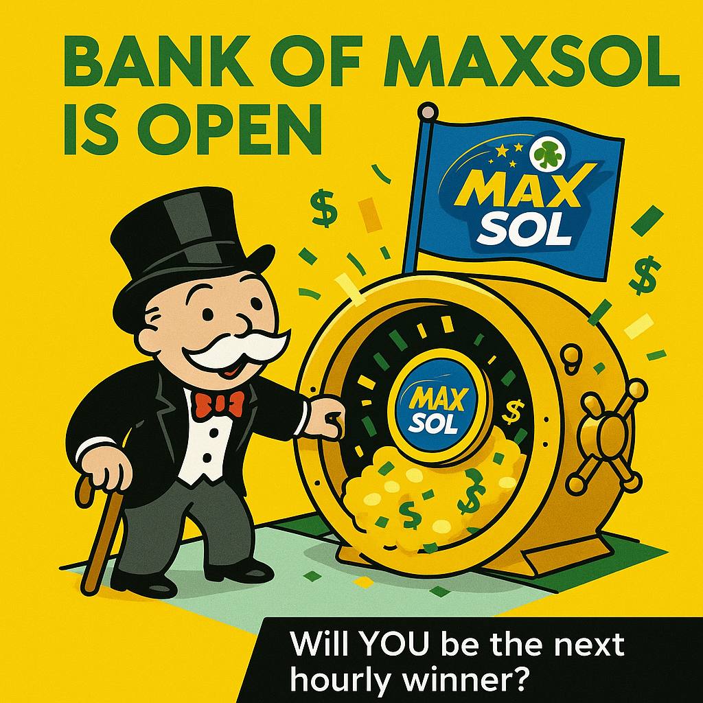 profffessorx's tweet photo. $MAXSOL is a unique lottery based reward token on Solana designed to reward holders automatically through fair lottery draws 

Just 10K tokens to enter ✅
Hourly draws + Weekly mega jackpot 💰
Recently partnered up with @pigmo_co 

CA: JDSebaQHMgEMzpJpGBV5UnQDtsymVJMn2dvA6kk2QzpQ

Join the movement and let $MAXSOL work for you guys!👉https://t.co/nnOOsQLxGs

#SOL $SOL #MAXSOL #Solana #CryptoLottery
