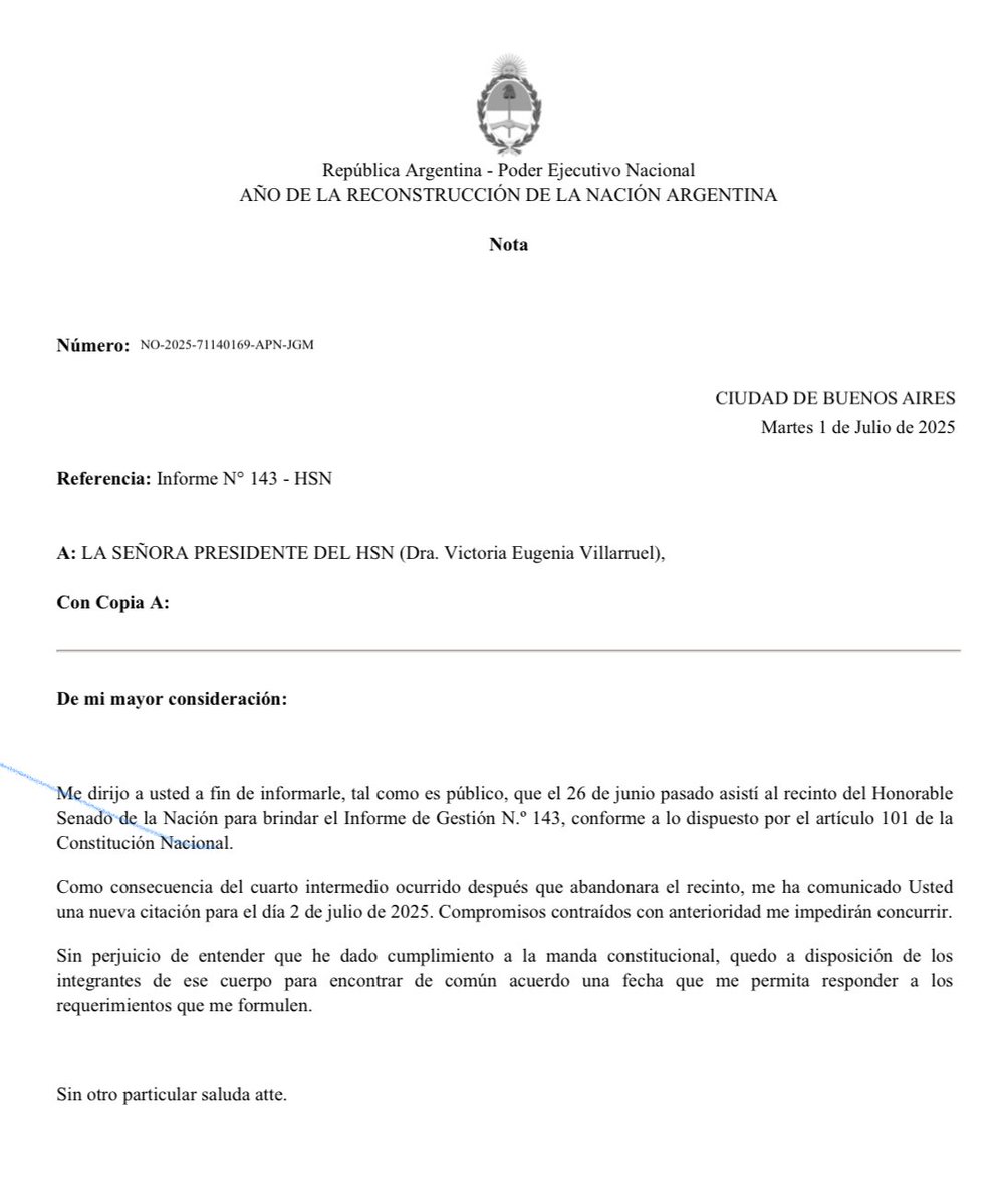 Faltazo de <a href="/GAFrancosOk/">Guillermo Francos</a> al Senado. Los argumentos: