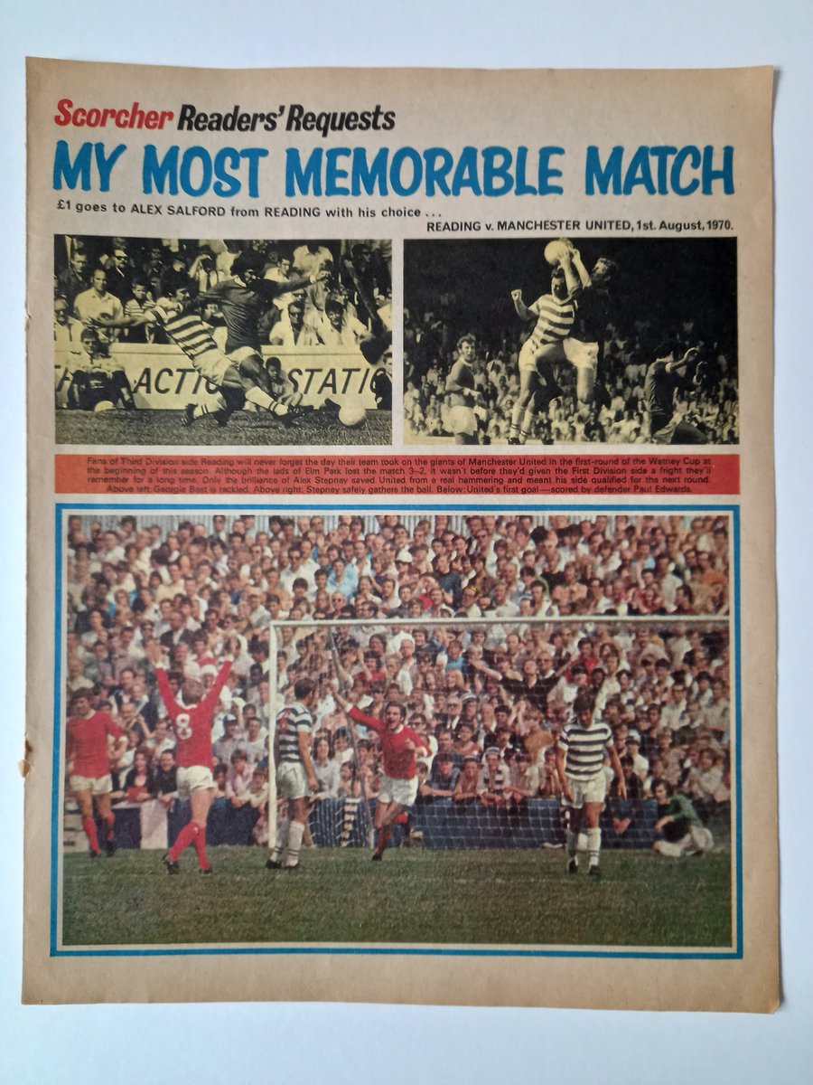 cribsie's tweet image. Reading v Man Utd, Watney Cup 1970, as featured in two comics #readingfc