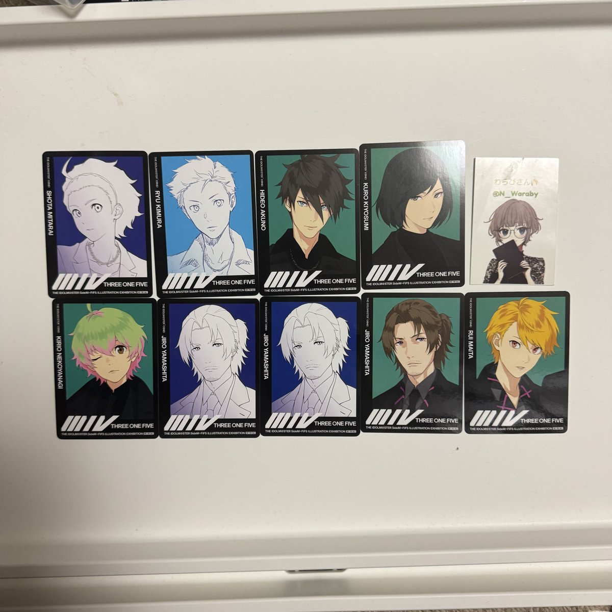 N_Waraby's tweet photo. 【交換】アイドルマスター SideM FiFS展 入場・購入特典 イラストができるまでカード

譲 ▶︎ ラフ 龍
         線画 翔太 次郎2
         着色 ☆英雄 九郎 キリオ ☆次郎 類

求 ▶︎ ラフ 翔太 北斗 翔真 九郎 ☆次郎 類
線画 ・着色 ☆冬馬 誠司 翔真 
着色のみ 九郎 https://t.co/tyCKjnZZpc