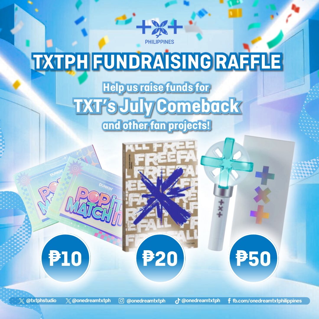 onedreamtxtph's tweet photo. IT'S COMEBACK SZN, MOAs! 🩵
TXTPH is raising funds for comeback efforts and incoming fan projects but with a twist! With every donation, you'll get a chance to win a Pop It Match It kit, a Sealed Album or a MOABONG ver. 2! 🎉
Guidelines and links to the raffle below ⬇️
#TXTPH https://t.co/V2UDXRZns4