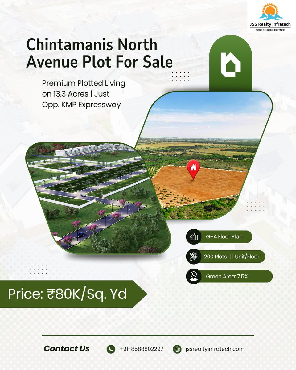 Jss_Realty's tweet photo. 🏡 Chintamanis North Avenue Plots for Sale
📍 13.3 Acres
💰 ₹80,000/Sq. Yd | G+4 Floor Plan
🌳 7.5% Green Area | 200 Plots
Secure your dream plot today!
📞 +91-8588802297
.
.
.
.
.
#RealEstate #GurgaonPlots #ChintamanisNorthAvenue #KMPExpressway #InvestSmart #JSSRealty https://t.co/AKmdxJSuif