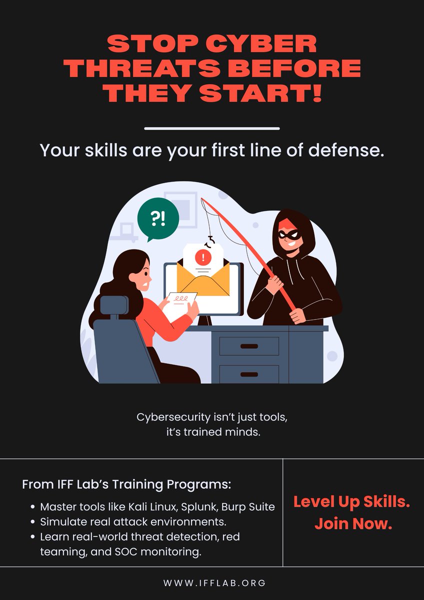ifflab's tweet photo. 🚨 Cyber threats don’t wait. Neither should you.
Master offensive security tools and techniques to stop attacks before they happen.

💻 Learn with tools like Kali Linux, Burp Suite, and Splunk

Join Now: https://t.co/BOmPx4TRZE
#CyberThreats #SOC #RedTeaming  #SkilledDefense https://t.co/E6I5rRQhpm