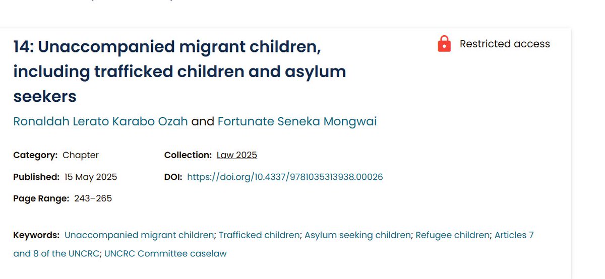 Publication update‼️

Our Director, Ms. Karabo Ozah, and our Attorney, Mr. Fortunate Mongwai, recently contributed to a chapter in "Children’s Right to Identity, Selfhood and International Family Law," a pioneering book that examines the child's right to identity and the concept