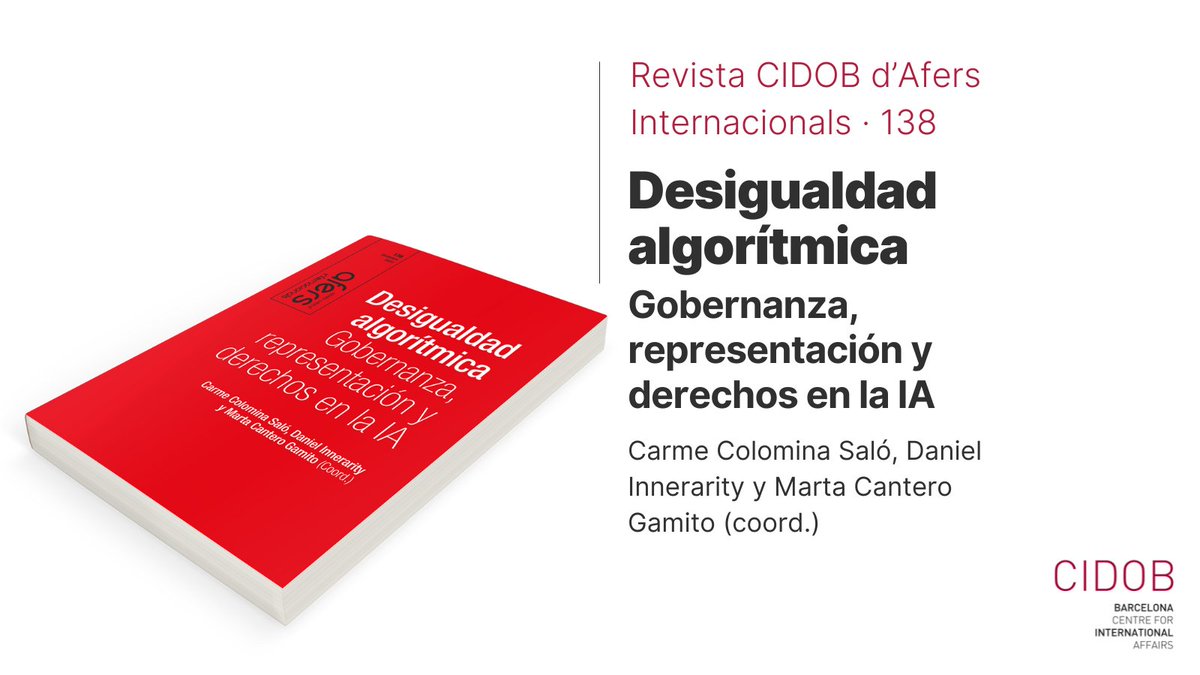 CIDOB (Barcelona Centre for International Affairs) (@cidobbarcelona) on Twitter photo La inteligencia artificial y su desarrollo hiperacelerado suponen un desafío tecnológico, económico, social y geopolítico. #Afers138, coordinado por <a href="/carmecolomina/">carme colomina</a>, <a href="/daniInnerarity/">Daniel Innerarity @daniel-innerarity.blsky.social</a> y <a href="/MartaCantero/">Marta Cantero</a>, reflexiona sobre los retos para una #IA democrática
📕bit.ly/Afers138 La inteligencia artificial y su desarrollo hiperacelerado suponen un desafío tecnológico, económico, social y geopolítico. #Afers138, coordinado por <a href="/carmecolomina/">carme colomina</a>, <a href="/daniInnerarity/">Daniel Innerarity @daniel-innerarity.blsky.social</a> y <a href="/MartaCantero/">Marta Cantero</a>, reflexiona sobre los retos para una #IA democrática
📕bit.ly/Afers138