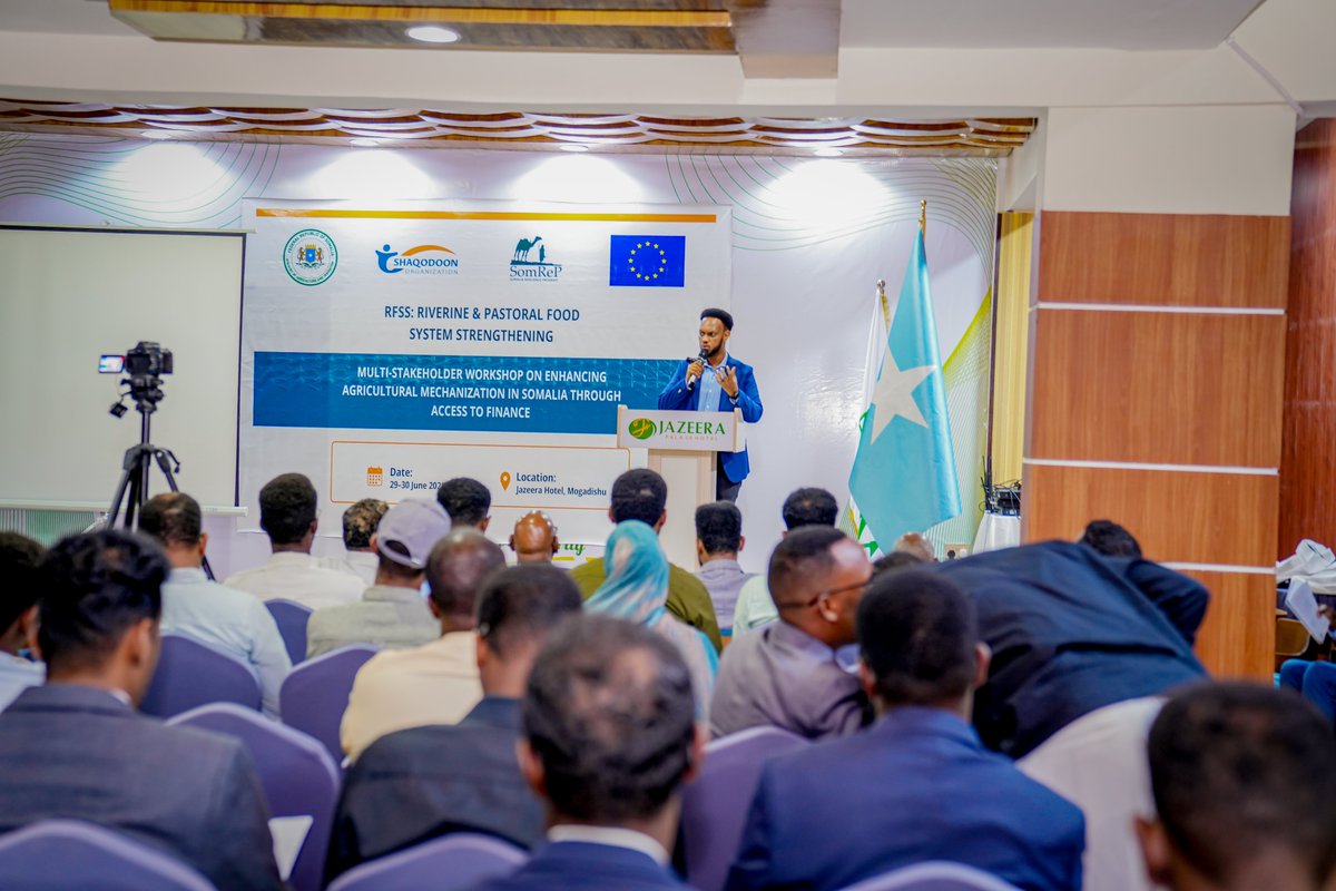 Shaqodoonorg's tweet photo. 🚜 Shaqodoon just wrapped a powerful 2-day agri-mechanization workshop in Mogadishu under the EU-funded #RFSS project!
We gathered gov’t reps, MFIs, cooperatives & private sector to co-design inclusive financing models for Somali farmers.
#Shaqodoon #AgriTech #Mdalag https://t.co/ufPzqfQ0qN